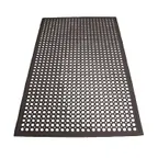 image of Winco RBM-35K Anti Fatigue Floor Mat w/ Beveled Edges, Rubber, Black - 3' x 5' x 1/2"