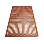 image of Winco RBM-35R Red Grease Proof Floor Mat w/ Beveled Edges, Rubber - 3' x 5' x 1/2"
