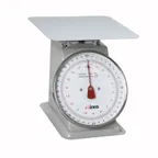 image of Winco SCAL-840 40 lb Receiving Scale – 8" Dial, 9-3/5" Painted Enamel Steel Platform, 30-75 lb Capacity, Sloped Display