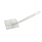 image of Winco SCF-6S 6 3/4" x 6 3/4" Square x 13" Handle Nickel Plated Mesh Skimmer
