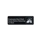 image of Winco SGN-322 Employees Must Wash Hands Before Returning to Work Sign - Black and White