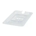 image of Winco SP7400C 1/4 Size Poly-Ware Food Pan Cover w/ Handle, Polycarbonate, Clear
