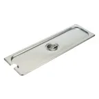 image of Winco SPJL-HCN Steam Table Pan Cover, 1/2 Size Long, Notched