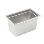 image of Winco SPJP-406 23 Gauge 6" 1/4 Size  NSF Solid Anti-Jam Steam Table Pan