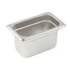 image of Winco SPJP-904 23 Gauge 4" 1/9 Size NSF Solid Anti-Jam Steam Table Pan