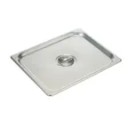 image of Winco SPSCH Stainless Steel Steam Table Pan Cover, 1/2 size, Solid, with Handle