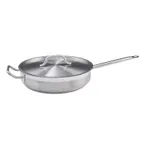 image of Winco SSET-7 7 Qt. Stainless Steel Saute Pan with Lid and Helper Handle