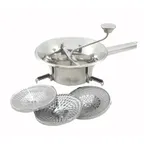 image of Winco SVM-9 2 Qt Stainless Steel Food Mill w/ 2 Dishes, 9" Diam.