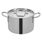 image of Winco TGSP-6 6 qt Tri-Gen™ Induction-Ready Stock Pot, 8-1/2" Dia. x 7-2/3"H, Round