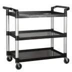image of Winco UC-3019K 40" 3 Tier Black Plastic Utility Cart
