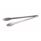 image of Winco UT-16 Stainless Steel Utility Tongs with Scalloped Edge