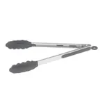image of Winco UTS-12K Utility Tongs, 12", Locking Clip, Non-Slip Silicone Tips and Grip, Black
