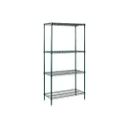 image of Winco VEXS-1836 Wire Shelving Set, 4-Tier, 18" x 36" x 72", Green Epoxy-Coated, NSF-Approved