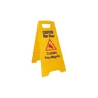 image of Winco WCS-25 Wet Floor Caution Sign English/Spanish, 12 x 25", Yellow