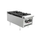 image of Wells HDHP-1230G 12" Countertop Gas Hotplate with (2) Burners, Manual Controls, 53.000 BTU