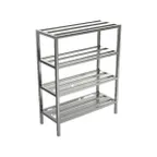 image of Winholt ALMCH-72-324-60H-CM E-Channel Aluminum 3 Shelf Mobile Cooler Shelving w/ (4) 6" Casters 