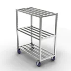 image of Winholt ALMCS-48-324-LC Aluminum 3 Shelf Mobile Cooler Shelving w/ (4) 6" Casters, (2) Locking Casters