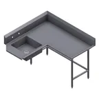 image of Winholt SDT-16-C-60R 60" Corner Soiled Dish Table with Bowl,16-Gauge Stainless Steel / Right-to-Left