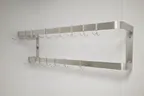image of Winholt SSWMPR-6016-D 60"W Stainless Steel Wall Mount Pot Racks w/ (18) Pot Hooks