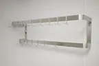 image of Winholt SSWMPR-7216-D 60"W Stainless Steel Wall Mount Pot Racks w/ (18) Pot Hooks