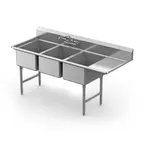 image of Winholt WS3T1620RD18 Three Compartment Sink