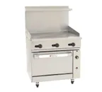 image of Wolf C36C-36GT 36" Gas Restaurant Range, 36" Full Griddle w/ Thermostatic Controls, (1) Convection Oven, 95.000 BTU