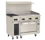 image of Wolf C48C-2B36G 48" Gas Restaurant Range w/ (2) Open Burners, 36" Griddle Right, (1) Convection Oven, (1) Cabinet Base, 155.000 BTU