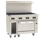 image of Wolf C48S-8B 48" Gas Restaurant Range w/ (8) Open Burners, (1) Standard Oven, (1) Cabinet Base, 275.000 BTU