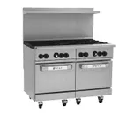 image of Wolf C48SS-8B 48" Gas Restaurant Range w/ (8) Open Burners, (2) Standard Ovens, 286.000 BTU
