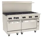 image of Vulcan C60SC-10B 60" Gas Restaurant Range w/ (10) Open Burners, (1) Standard Oven, (1) Convection Oven, 358.000 BTU