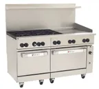 image of Wolf C60SC-6B24G 60" Gas Restaurant Range w/ (6) Open Burners, 24" Griddle Right, (1) Standard Oven, (1) Convection Oven, 278.000 BTU