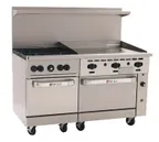 image of Wolf C60SS-4B36GT 60" Gas Restaurant Range w/ (4) Open Burners, 36" Griddle Right w/ Thermostatic Controls, (2) Standard Ovens, 238.000 BTU