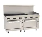 image of Wolf C72CC-8B24GT 72" Gas Restaurant Range w/ (8) Open Burners, 24" Griddle Right w/ Thermostatic Controls, (2) Convection Ovens, 350.000 BTU