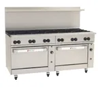 image of Wolf C72SS-12B 72" Gas Restaurant Range w/ (12) Open Burners, (2) Standard Ovens, 430.000 BTU