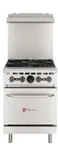 image of Wolf WX24-4BP 24" LP Gas Restaurant Range w/ (4) Open Burners, (1) Standard Oven, 142,000 BTU
