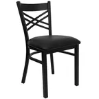 image of Flash Furniture XU-6FOBXBK-BLKV-GG Hercules Series Restaurant Chair, Black Vinyl, Metal X-Back, 18 Gauge Steel Frame