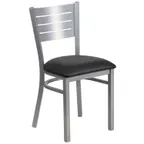 image of Flash Furniture XU-DG-60401-BLKV-GG Hercules Series Black Vinyl Upholstered Metal Slat Back Restaurant Chair