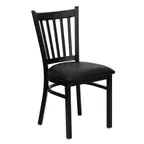 image of Flash Furniture XU-DG-6Q2B-VRT-BLKV-GG Hercules Series Restaurant Chair, Metal Slat Back, Black Vinyl Upholstered Seat, 18 Gauge Steel Frame