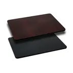 image of Flash Furniture XU-MBT-3042-GG Rectangular Laminate Table Top, 42"W x 30"D, 1-1/8" Thick, Reversible Black/Mahogany Finish, T-Mold Edge