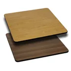 image of Flash Furniture XU-WNT-3030-GG Square Laminate Table Top, 30x30, 1-1/8 Thick, Reversible Natural/Walnut Finish, Black T-Mold Edge