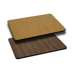 image of Flash Furniture XU-WNT-3048-GG Rectangular Laminate Table Top, 48"W x 30"D x 1-1/8"T, Reversible Natural/Walnut Finish, Black T-Mold Edge