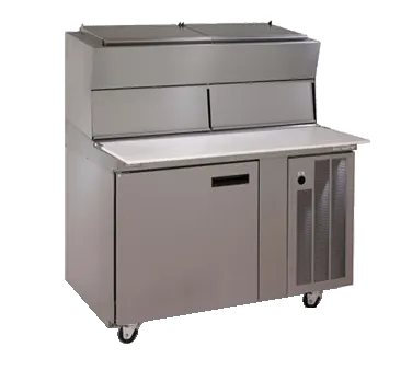 Delfield 18648PDLP 48" 1-Section Refrigerated Pizza Prep Table w/ 1 Door, (4) 12" x 20" Pan