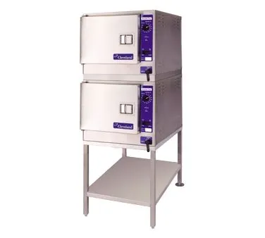 Cleveland (2) 22CET33.1 6 Pan Electric Boilerless Convection Steamer, (2) Stacked, Stand, Plumbed
