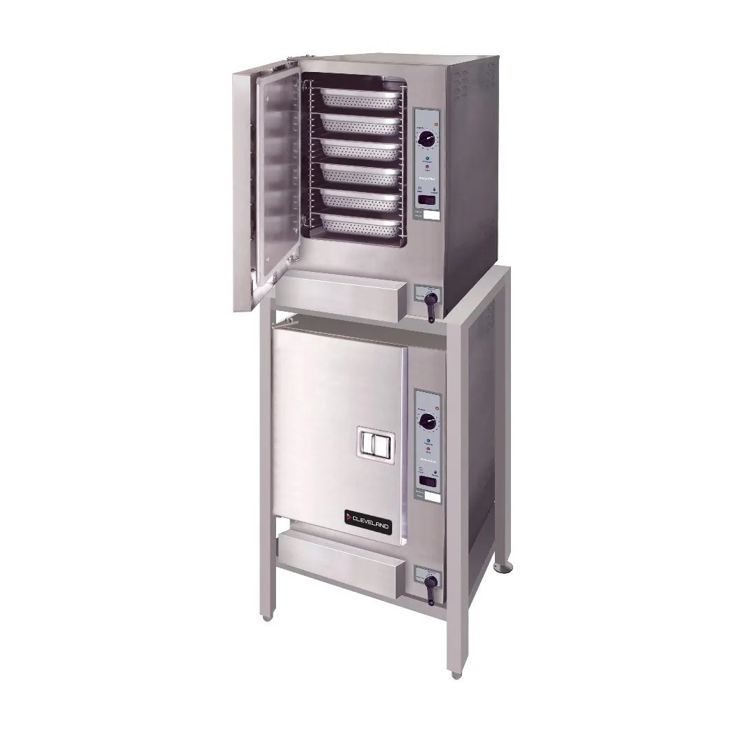 Cleveland (2) 22CGT66.1 12 Pan Floor Gas Boilerless Convection Steamer, (2) Stacked, 64.000 BTU
