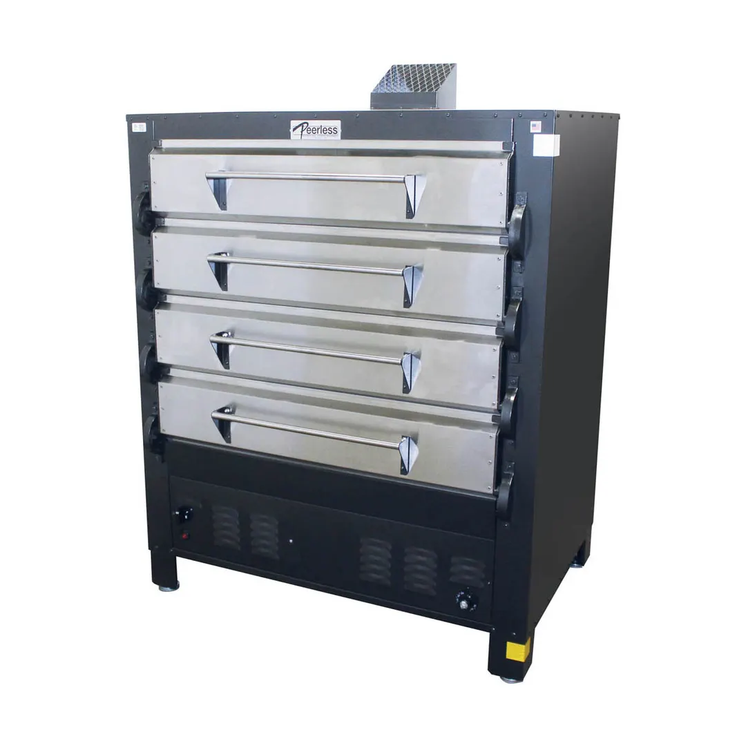 Peerless 2348P 50" Gas Pizza Deck Oven w/ Four Deck, 16 Pizza Capacity, 42"W x 32"D Interior, 1" Pizza Stones, 96.000 BTU