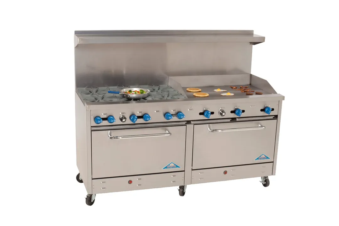Comstock-Castle 2F330-36 72" Gas Restaurant Range w/ (6) Open Burners, (1) 36" Griddle, (2) Standard Ovens, 294.000 BTU