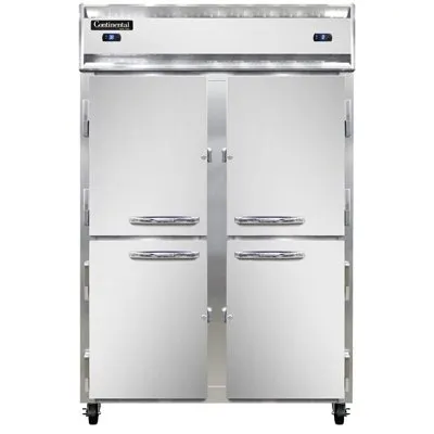 Continental Refrigerator 2RFNSSHD 52" 2-Section Reach-In Refrigerator Freezer Combo w/ 4 Half Solid Doors