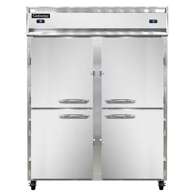 Continental Refrigerator 2RFENSSHD 57" 2-Section Reach-In Refrigerator Freezer Combo w/ 4 Half Solid Doors