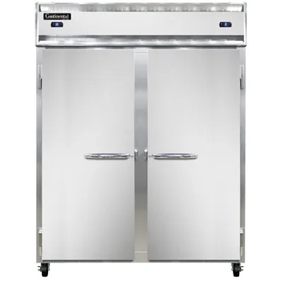 Continental Refrigerator 2RFENSS 57" 2-Section Reach-In Refrigerator Freezer Combo w/ 2 Solid Doors