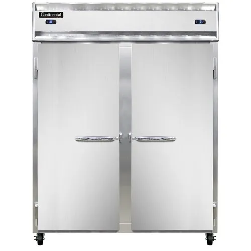 Continental Refrigerator 2RFEN 57" 2-Section Reach-In Refrigerator Freezer w/ 2 Solid Doors